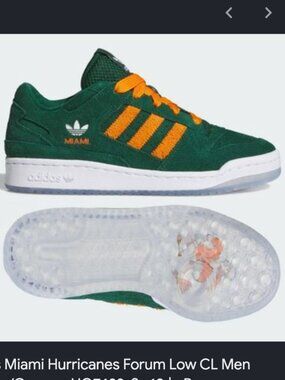 University of Miami Forum Low CL Men's 7.5 / Women's 8.5 - Green - NWT!